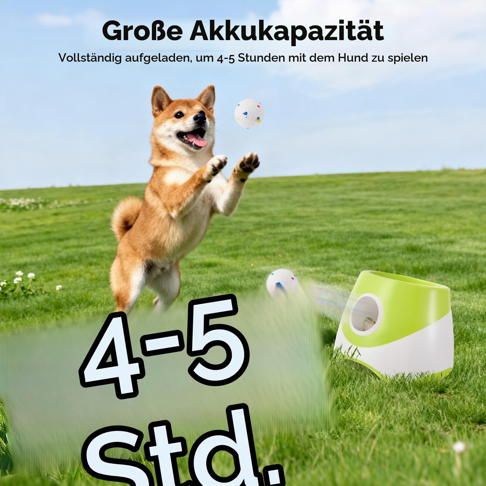 Ballwurfmaschine für Hunde,Mit 6 Tennisbälle,Mit 3 Distanzstufen,Wiederaufladbarem,Ballwurfmaschine Hund Für Kleine Hunde (Grün)