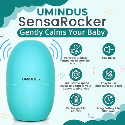 Miniatura 3 de SensaRocker - Mecedora y máquina de sonido 2 en 1 para bebés, mecedora portátil para recién nacidos, 5 velocidades, sonidos relajantes y luz,