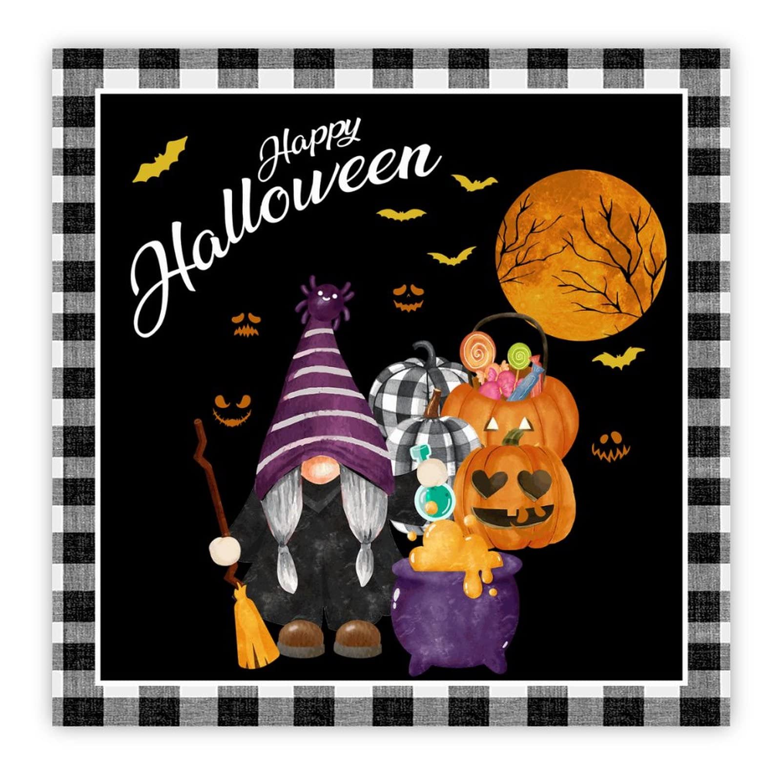 Cadeau de pendaison de crémaillère panneau Happy Halloween en bois 40 cm
