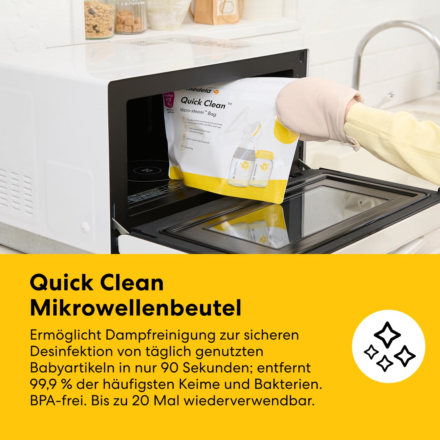 Medela All-in-One Set zur Aufbewahrung von Muttermilch mit 150ml-Flaschen, Easy Pour & wiederverwendbaren Muttermilchbeuteln, Quick Clean Mikrowellenbeuteln & Kühltasche mit passend geformtem Kühlakku