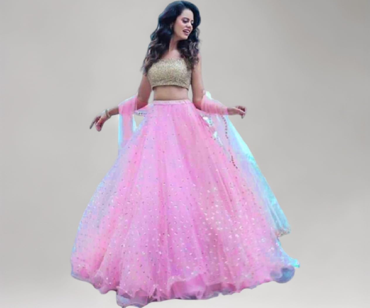 NPLASH FASHION Salmon Pink and Red Zardosi styel Lehenga Set