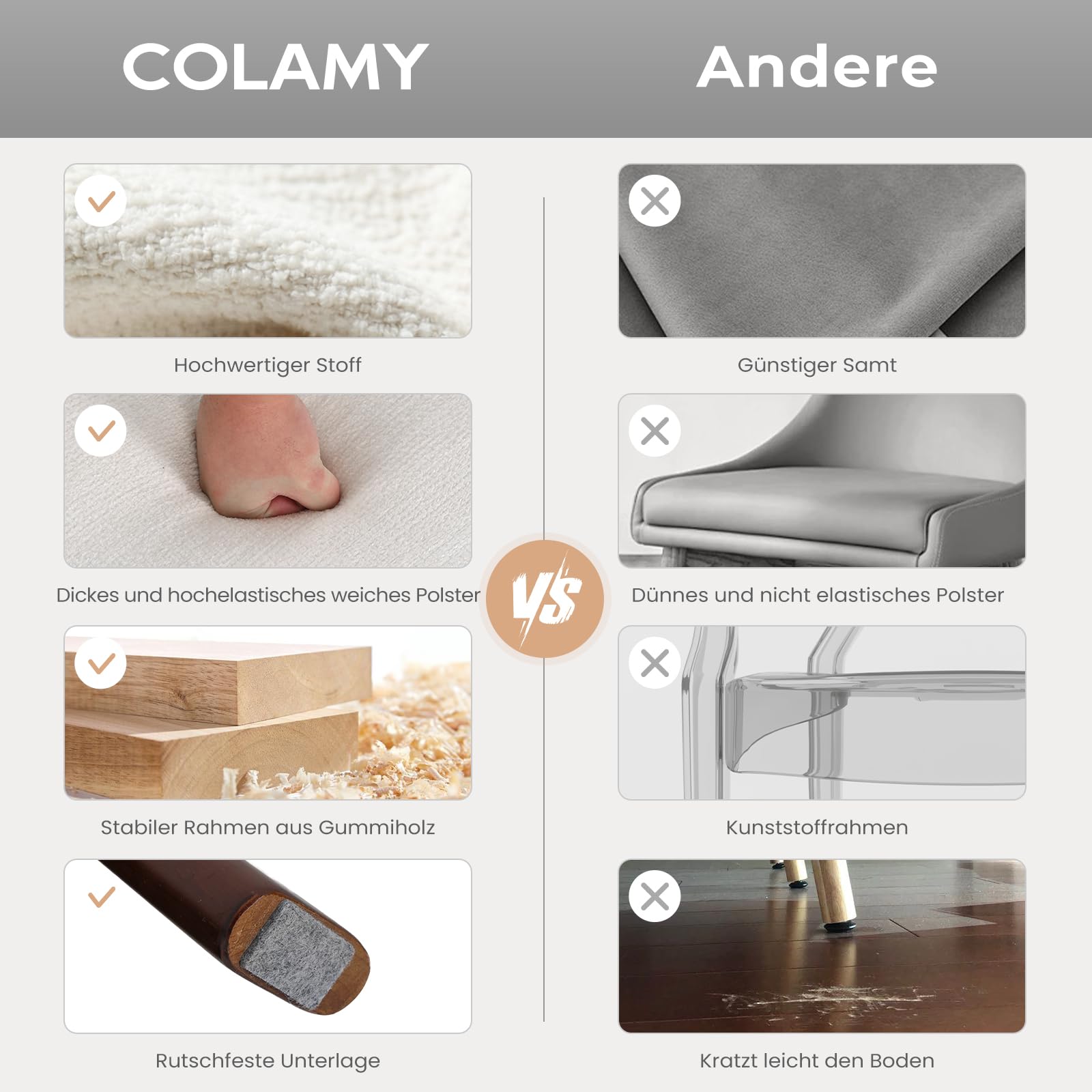 COLAMY Mid-Century Modern Design Sherpa Esszimmerstühle 4er Set, Vintage Landhaus-Stil Bouclé Küchenstühle mit offener geschwungener Rückenlehne für Esszimmer, Restaurant, Beige