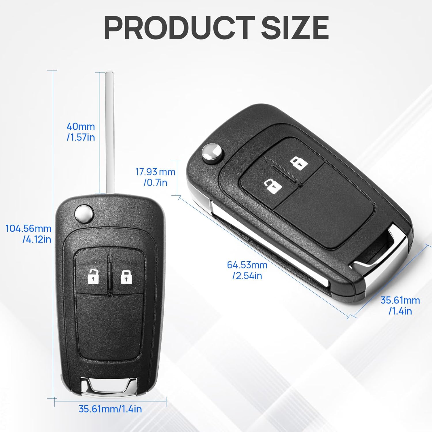 Diagram illustrating the dimensions of the key case.