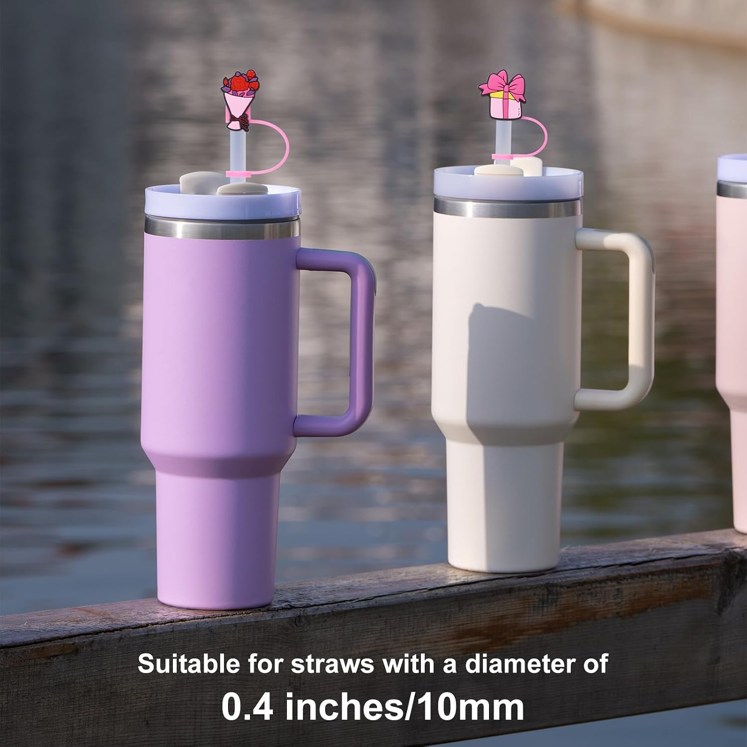 Straw Cover for Stanley Cup, 6Pcs Silicone Straw Topper Compatible with Stanley 30&40 Oz Tumbler, Decor Gift for Parties