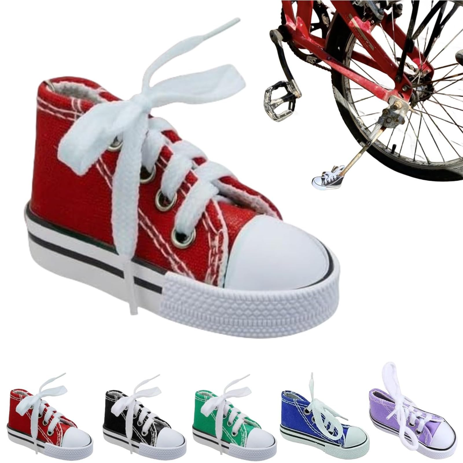 Personalized Moto Foot Support Small Shoe Motorbike Side Stand Kickstand Extension Pad 1pc Motorcycle Stand Cute Mini Canvas Shoes Side Stand Motorbike Accessories (Red)