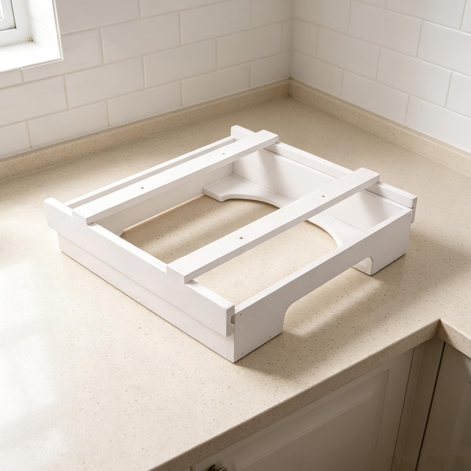 OUNONA Soporte para Platos Debajo del gabinete, Organizador dispensador de Madera apilable para Platos de 9”, Estante dispensador Vertical de Cocina para encimera de Cocina, gabinete de Viaje para