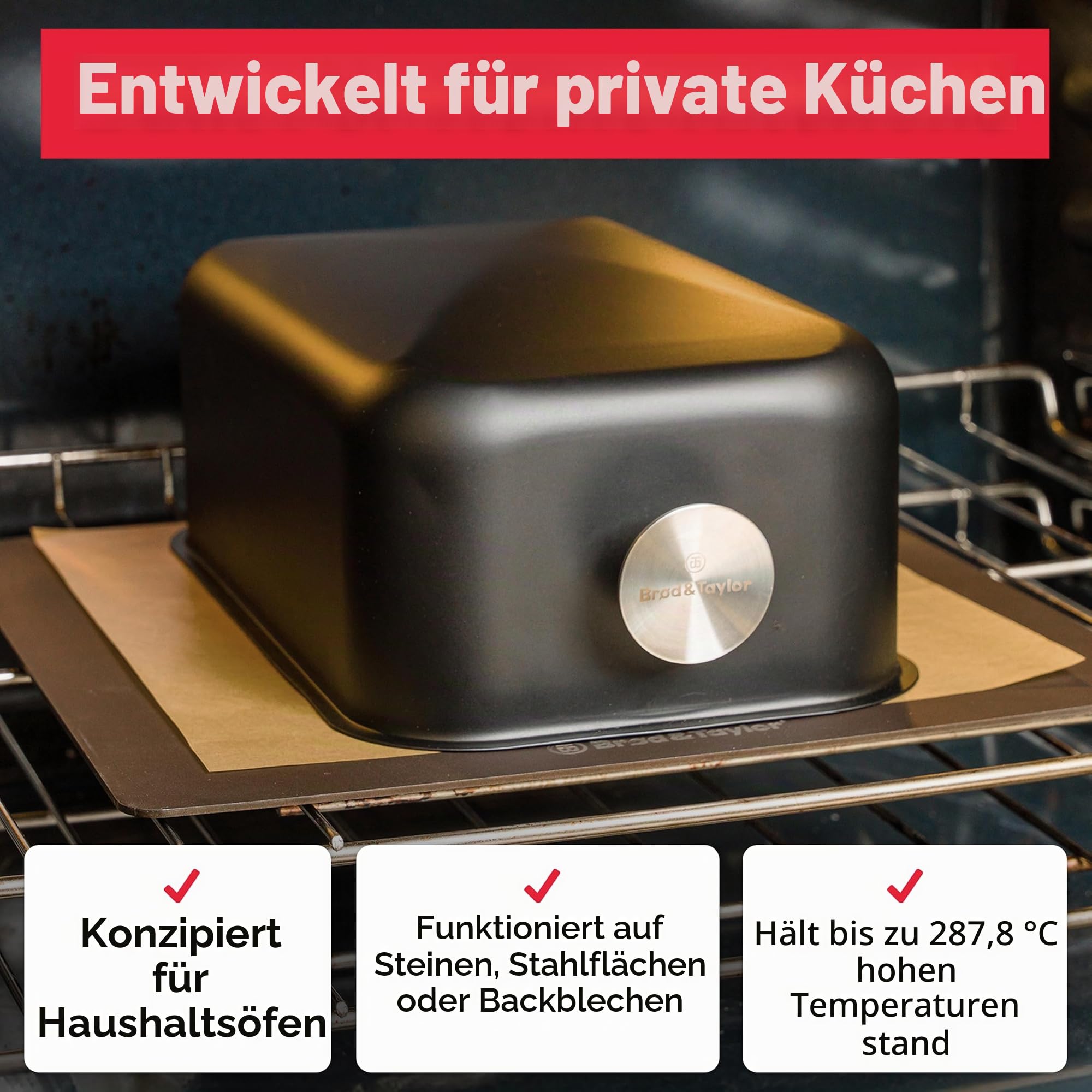 Brod & Taylor Ultraleichte Backschale für Sauerteigbrot (Batard) - kein Vorheizen nötig für knusprige Kruste und gleichmäßiges Backen