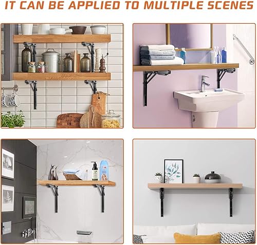 Miniatura 12 de Ultrawall Soportes de estante plegables resistentes de 24 pulgadas, soporte de estante plegable de acero ajustable resistente para montaje en pared