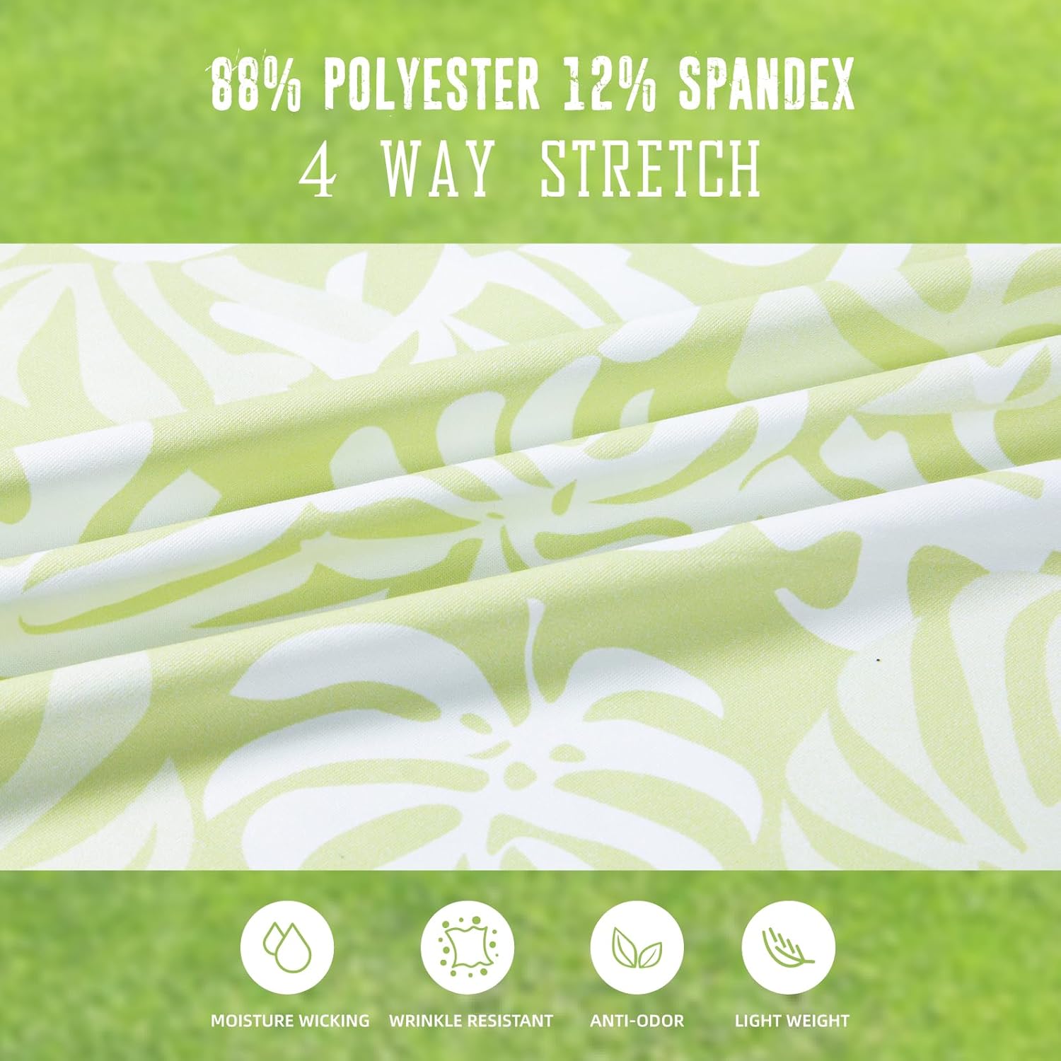 SURF CUZ Golf Shirt Moisture Wicking for Men Dry Fit Polo Shirts Short Sleeve Print Performance 4-Way Stretch