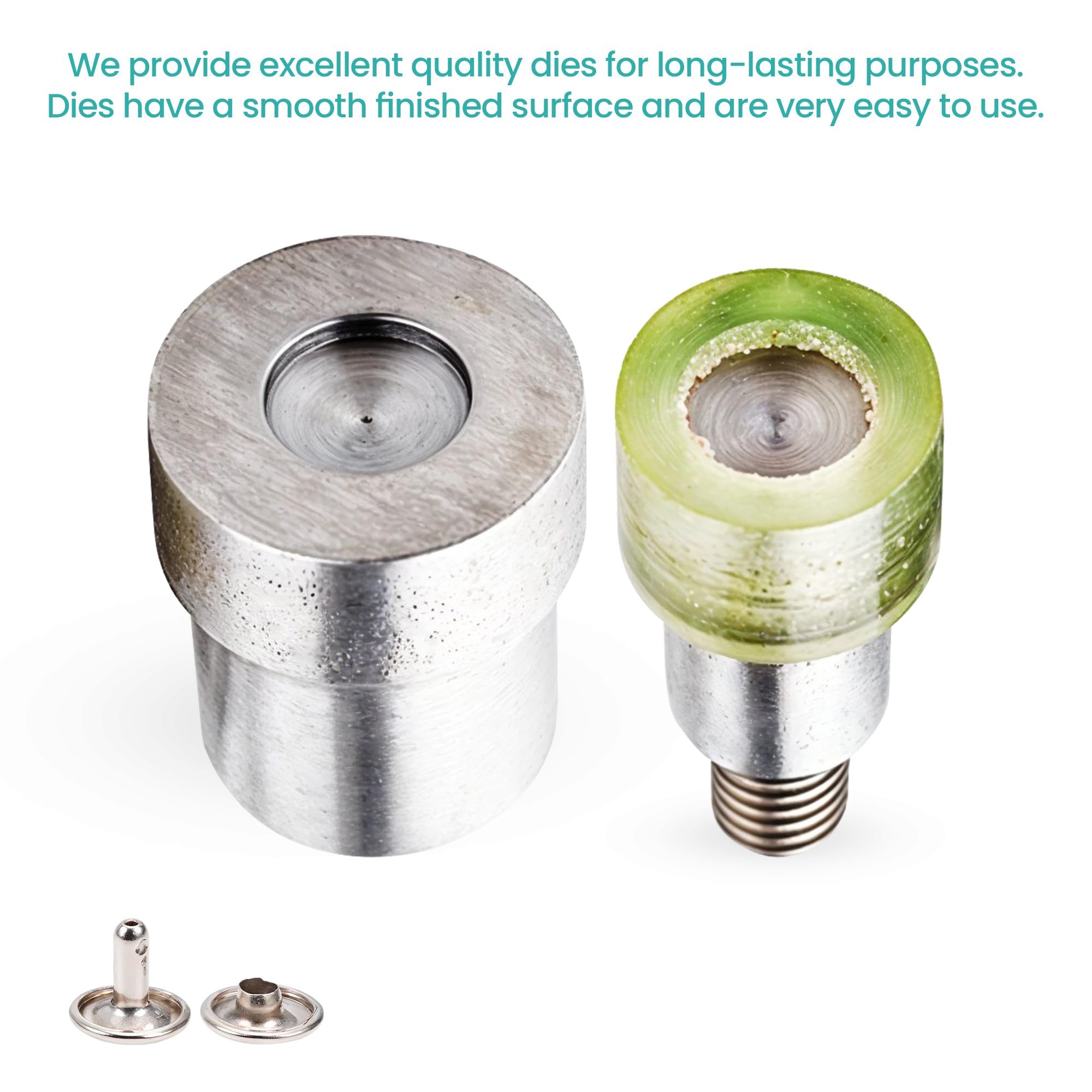 Trimming Shop Doble Tapa Remaches Fijación Troqueles Juego De Universal Mano Verde Máquina Prensa, Remaches Tubulares Instalar Herramienta para Bricolaje Artesanía en Piel, Bolso,Correas,Bolsos