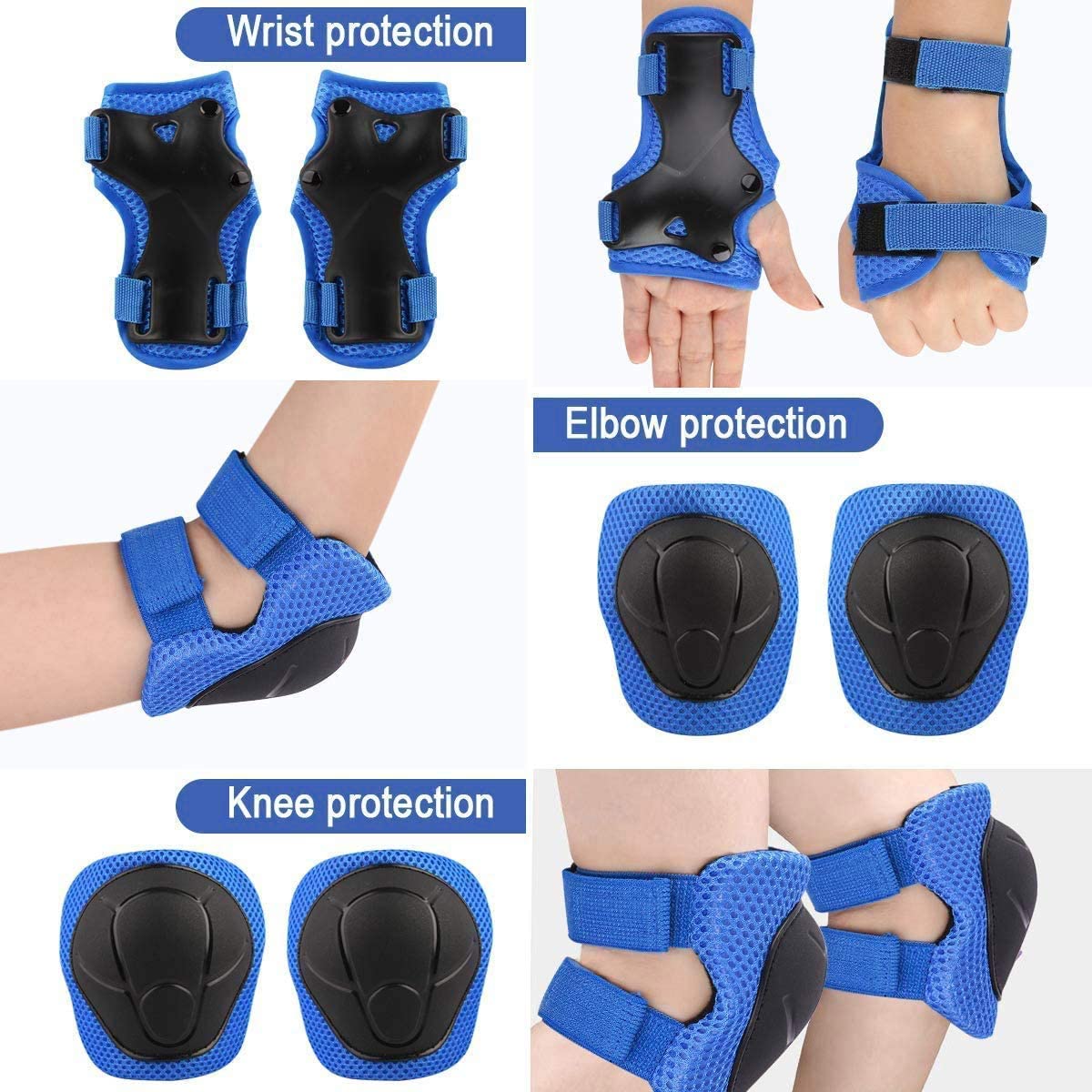 Ensemble de casque de vélo pour enfants, genouillères, coudières, protège-poignets réglables pour filles et garçons de 5 à 15 ans, équipement de protection pour le sport, le cyclisme, le patinage à