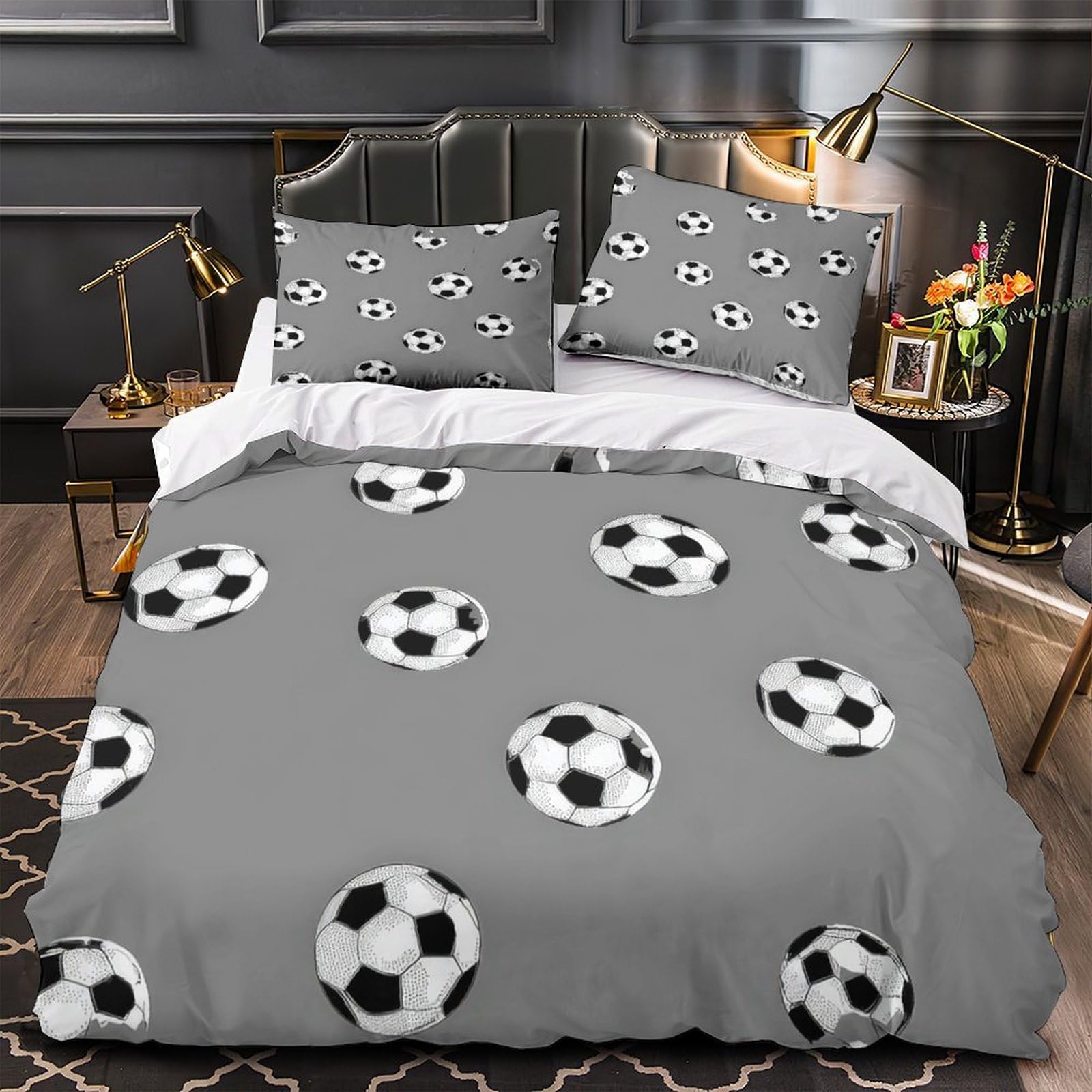 Housse de couette foot hypoallergénique en microfibre douce et zippée