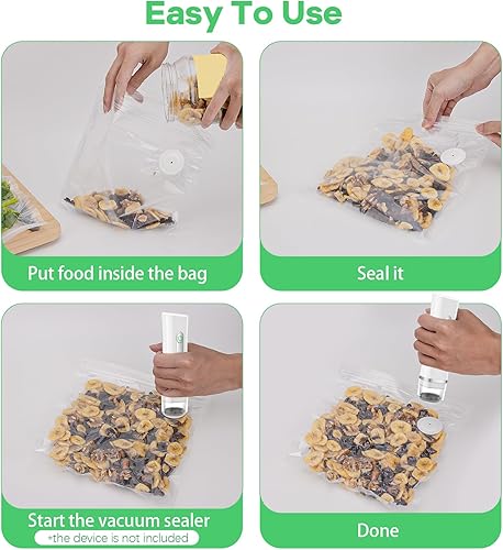 Miniatura 5 de Bolsas selladoras al vacío compatibles con Feppo para alimentos, 10 bolsas de comida reutilizables de 10.2 x 11.0 pulgadas y 10 unidades de 11.8 x