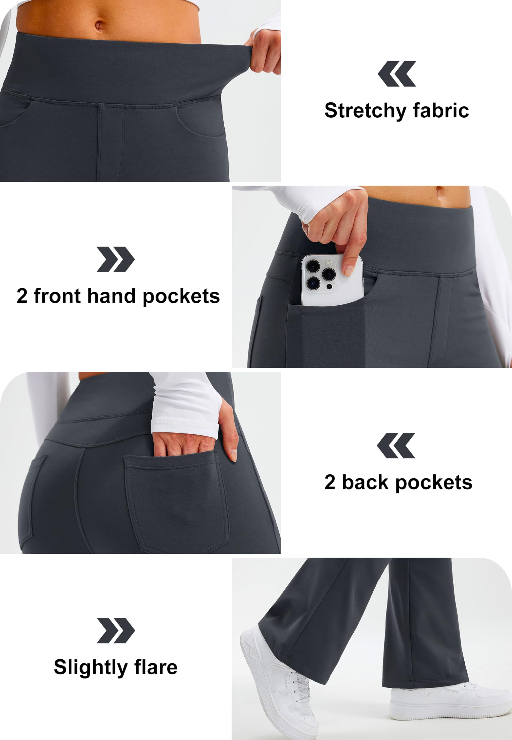 Libin - Legging termici da donna, a zampa d’elefante, pantaloni termici, impermeabili, invernali, adatti per lo yoga, con tasche