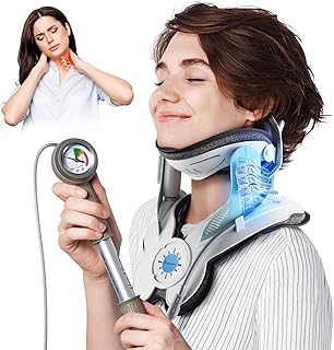 Cervical Neck Traction Device: Neck Stretcher for Cervical Pain Relief, Manual Air Pump with 3 Power Traction, Built-in 8 Airbag, Improved Stretcher for Neck Decompression and Neck Tension Relief