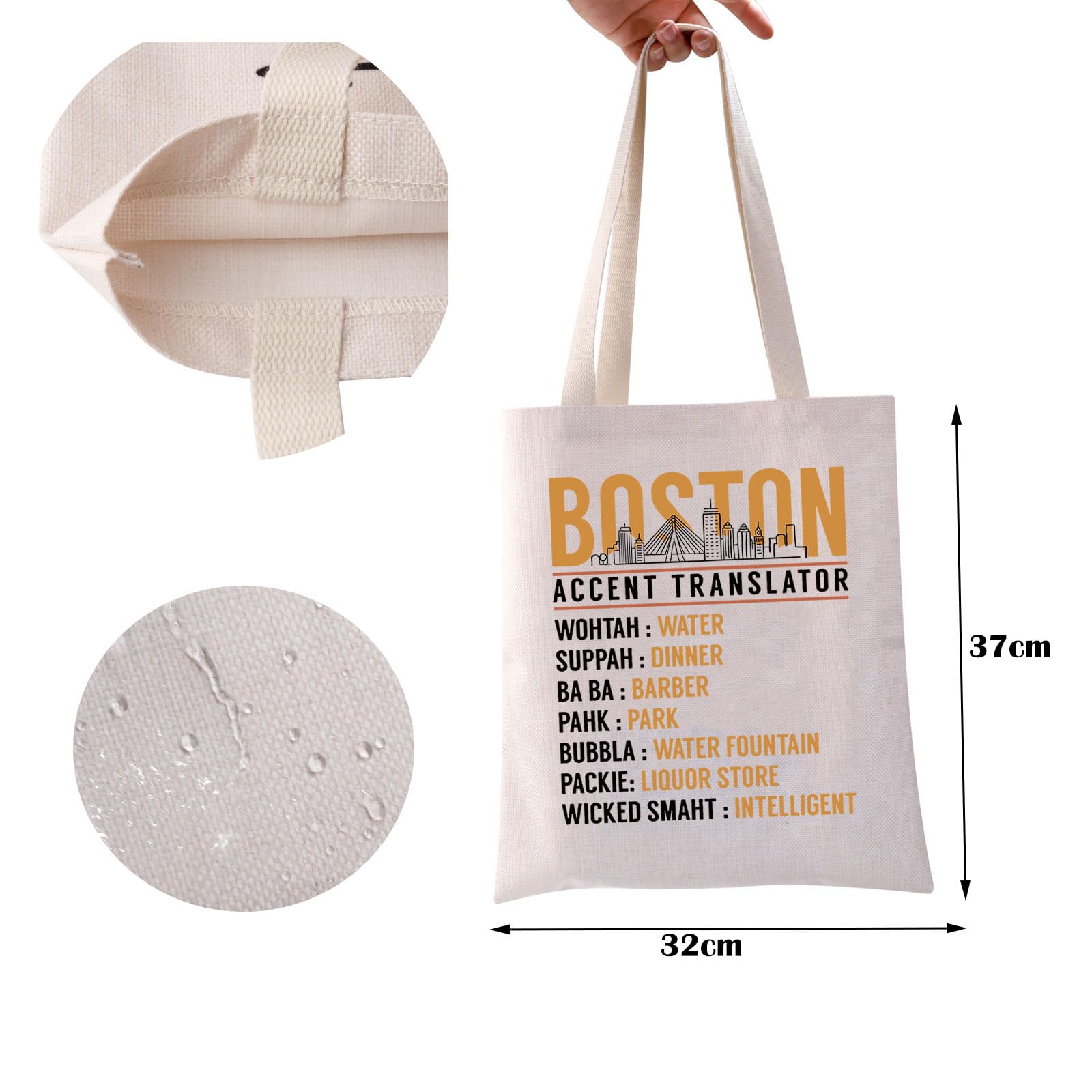 ZJXHPO Boston Accent Translator Tote Bag State Massachusetts Souvenir Bostonians Reusable Shopping Bag Boston Skyline Gift