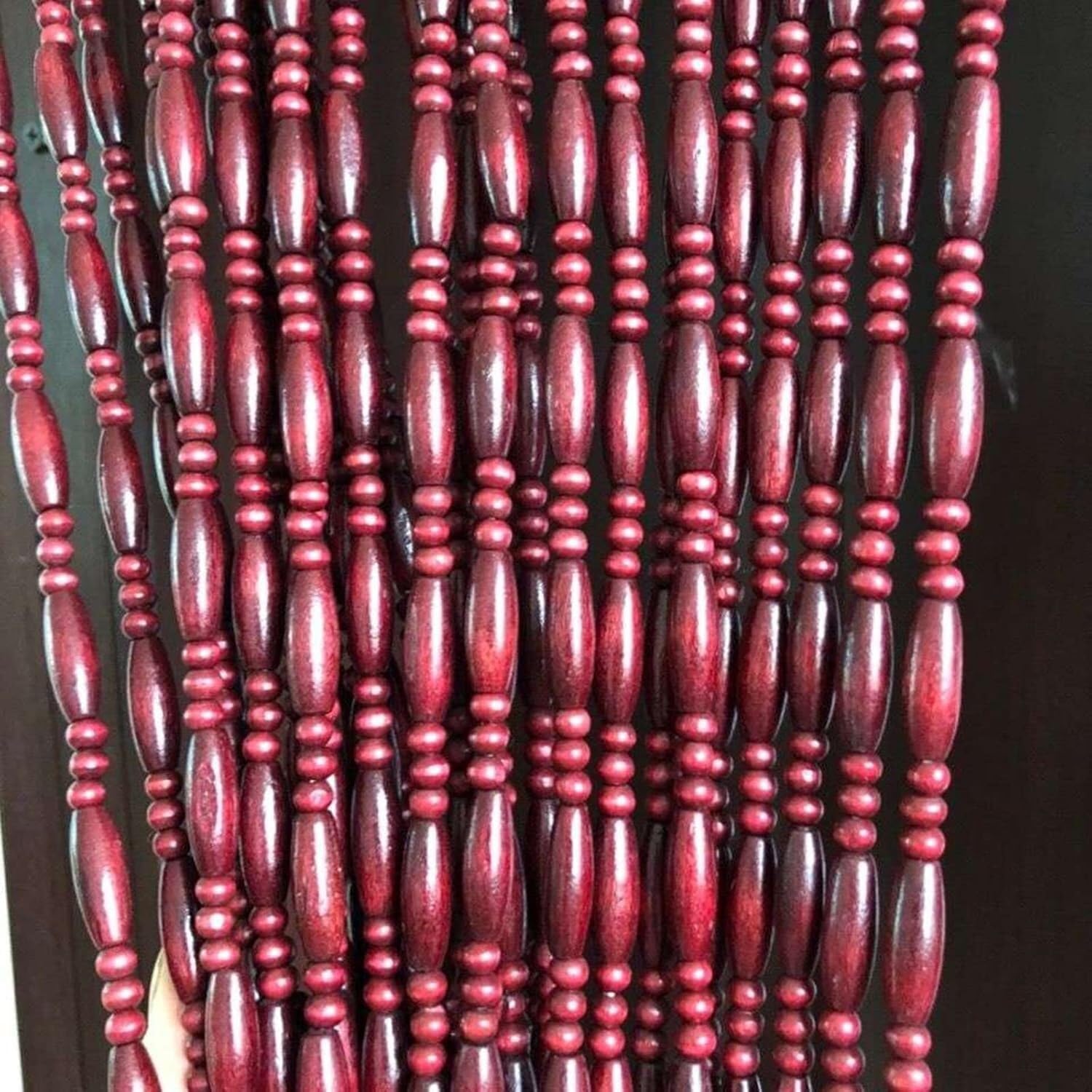 Écran mural en perles de bois avec cordes suspendues 60x120cm