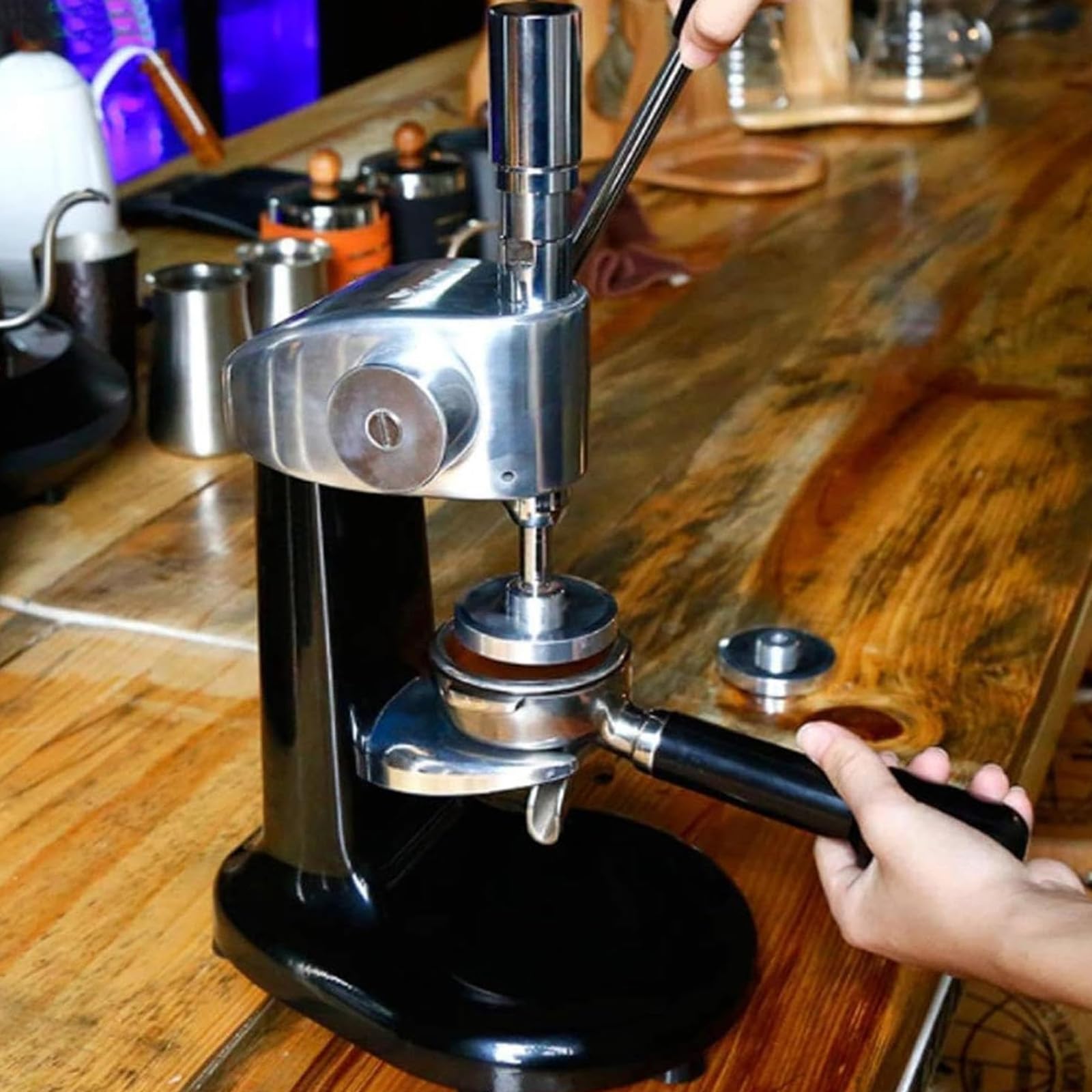 Prensa de café con alfombrilla antideslizante, base de 58 mm para una distribución uniforme del polvo, ideal para el hogar, tienda, oficina, camping y uso de viaje