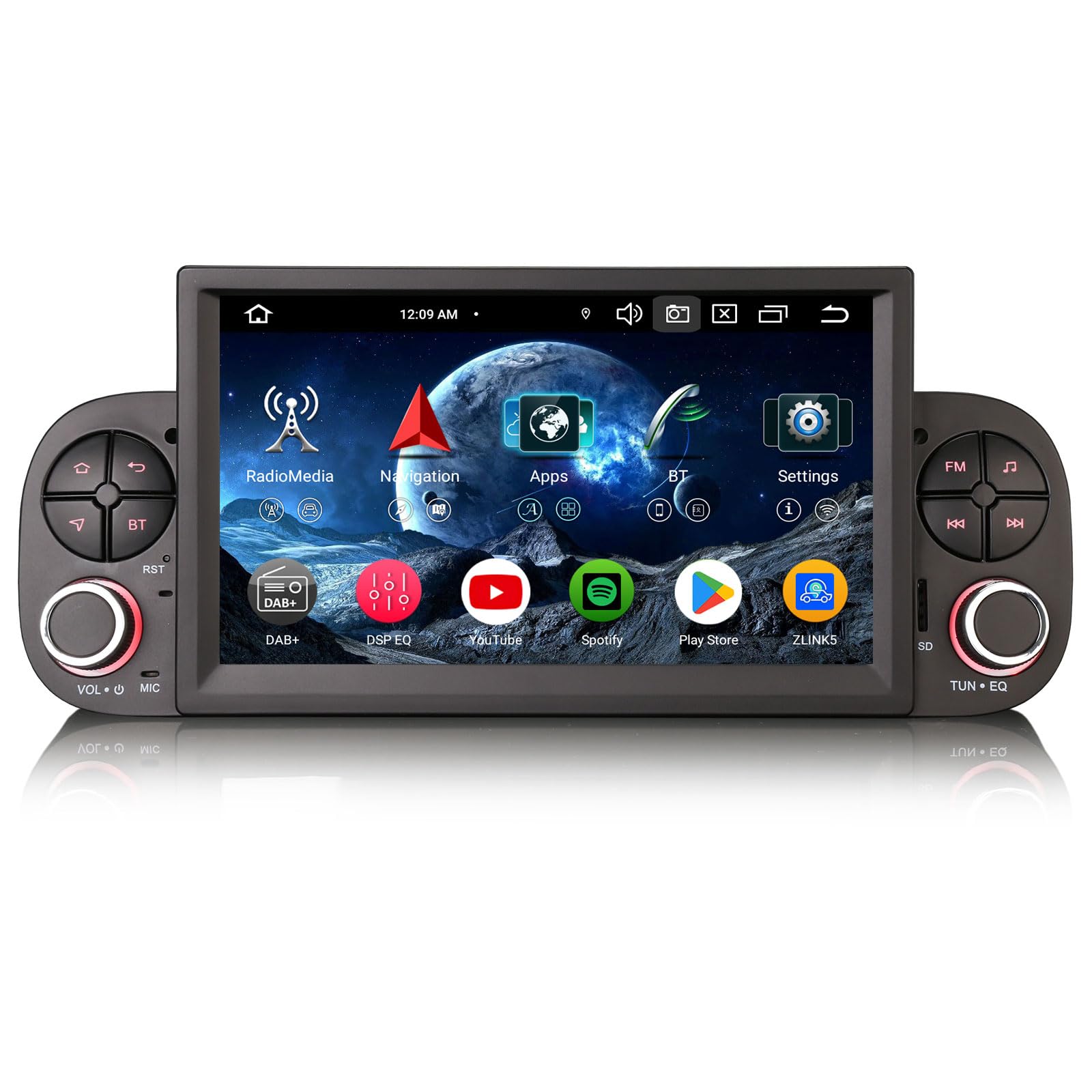 Erisin 7 pollici 8-Core 4GB+64GB Android 14 Autoradio Bluetooth GPS Navigatore per Fiat Panda 2013-2020 Supporto CarPlay Senza fili Android Auto WiFi 4G DSP DAB+ USB FM OBD2 Canbus Schermo tattile IPS