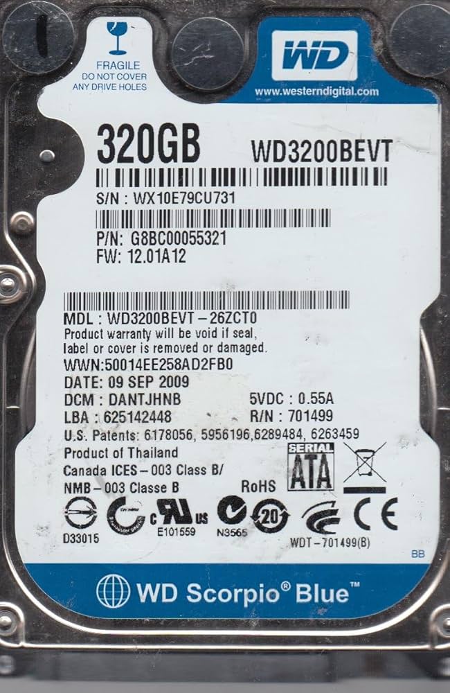 内蔵型ハードディスクドライブ Western Digital WD3200BEVT 2.5 HDD 320GB Amazon | wd3200bevt-26zct0、DCM dantjhnb、Western Digital 320 GB