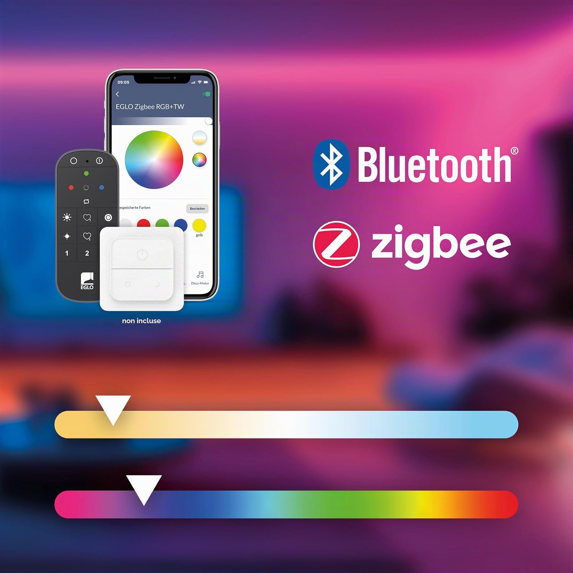 EGLO connect.z Smart Home plafoniera LED Padrogiano-Z, ZigBee, app | e controllo vocale Alexa, colore della luce regolabile (bianco caldo – freddo), RGB, plafoniera in metallo bianco, 45x45 cm