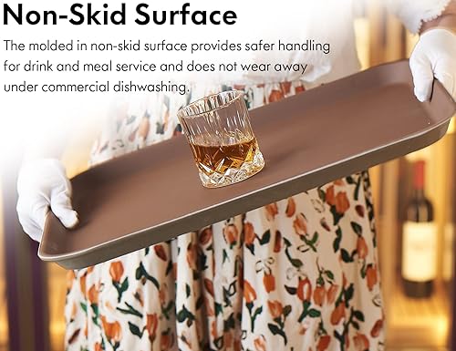 Miniatura 2 de CURTA Paquete de 2 bandejas antideslizantes de grado restaurante, NSF, 18 x 14 pulgadas, bandeja rectangular con forro de goma de plástico, marrón