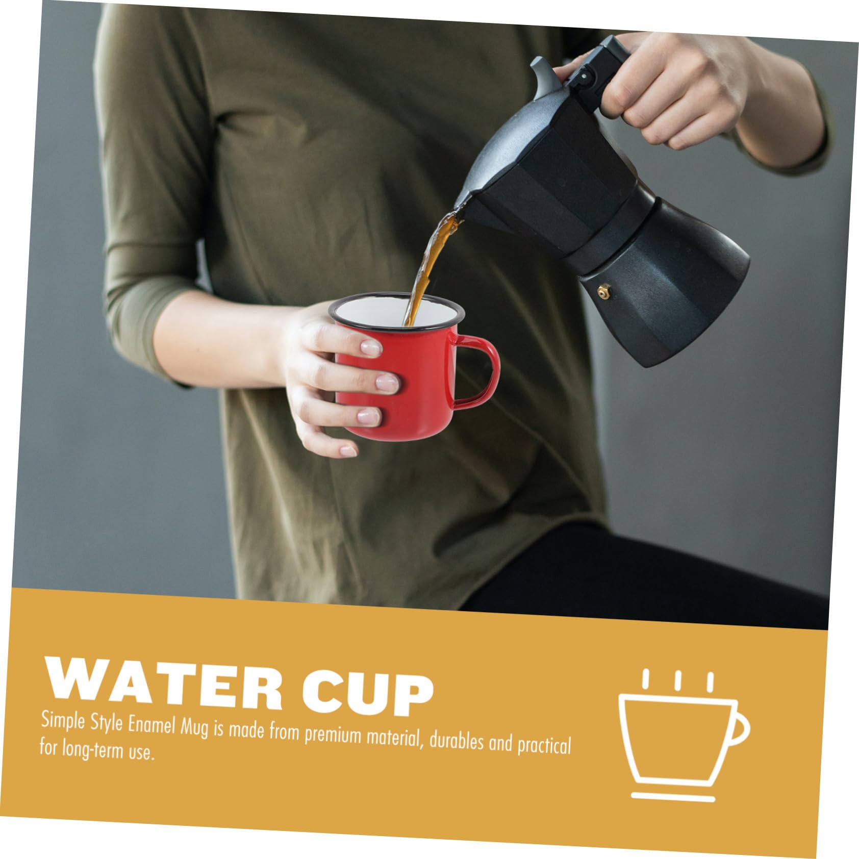 4 Stück Emaille Becher Mit Henkel Extra Große Kaffeetassen Aus Langlebigem Emaille Klassischer Haushaltstassen Für Camping Tee Kaffee Und Wasser
