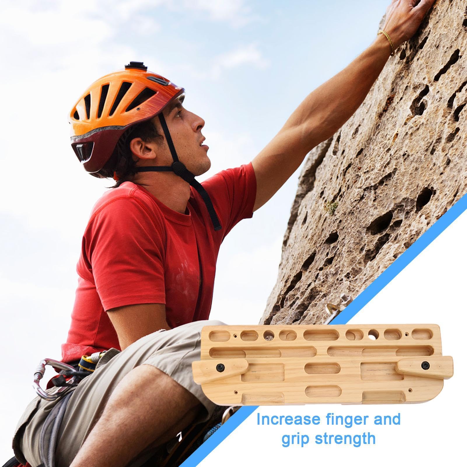 Rock Climbing Hangboard - Indoor Training Board, Durble Wooden Grip Trainer | Adjustable Difficulty Levels, Portable Climbing Training Equipment for Strength Building Training Finger, Grip Pull Up