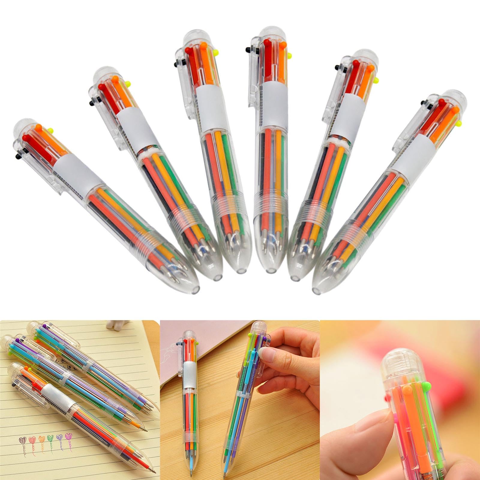 Set Da 6 Penne 10-in-1 Retrattili – 60 Colori Con Nero Ossidiana, Ideali Per Scuola, Ufficio E Creatività