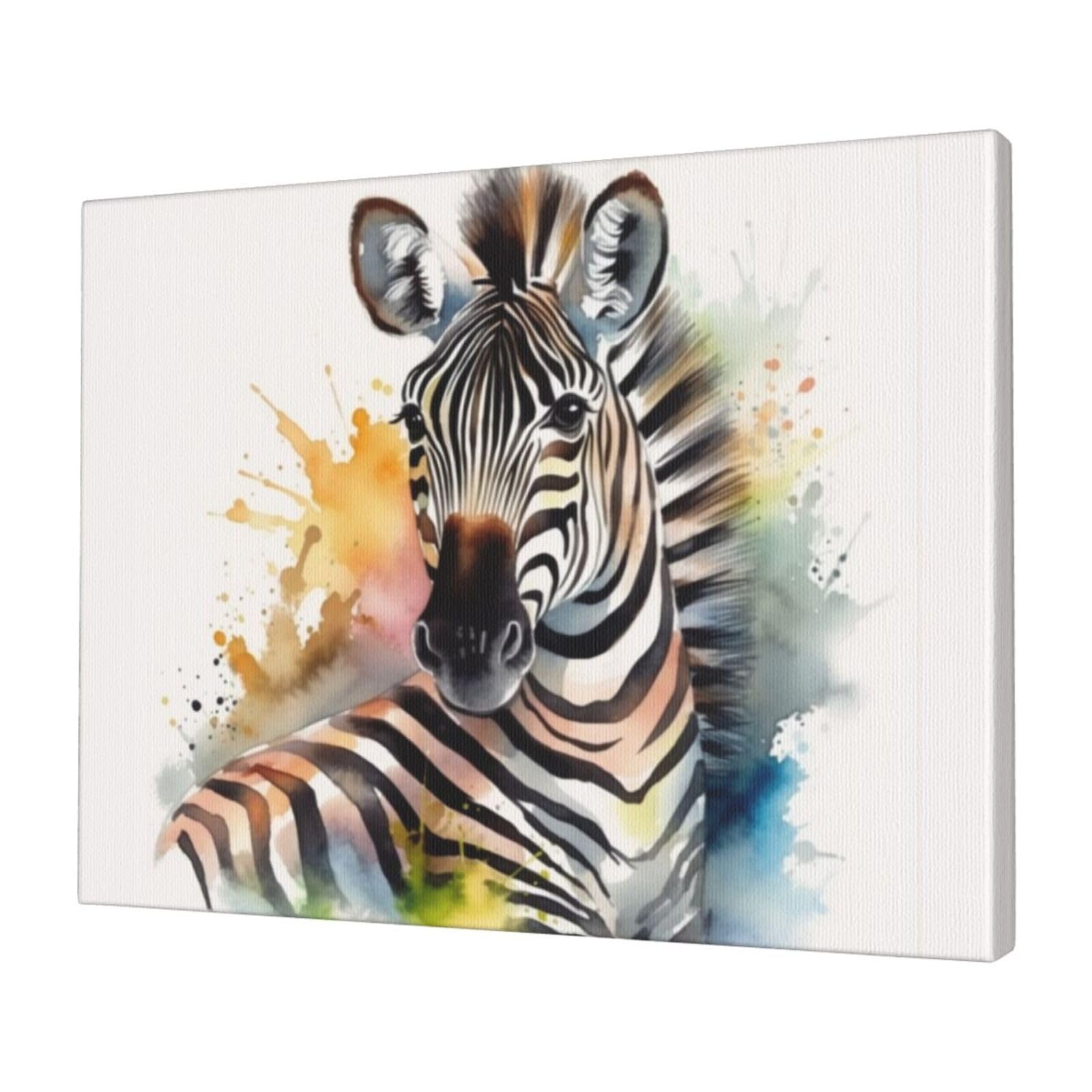 KLOPH Cute zebra watercolor Canvas Wall Art for Living Room 12"x16" Modern Artwork Painting for Bathroom Hanging Canvas Prints Aesthetic Wallart for Bedroom Kitchen Office Wall Decor