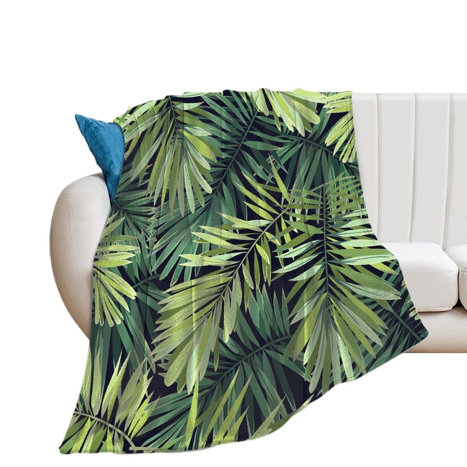 Couverture en flanelle feuilles de plantes tropicales pour décoration salon exotique