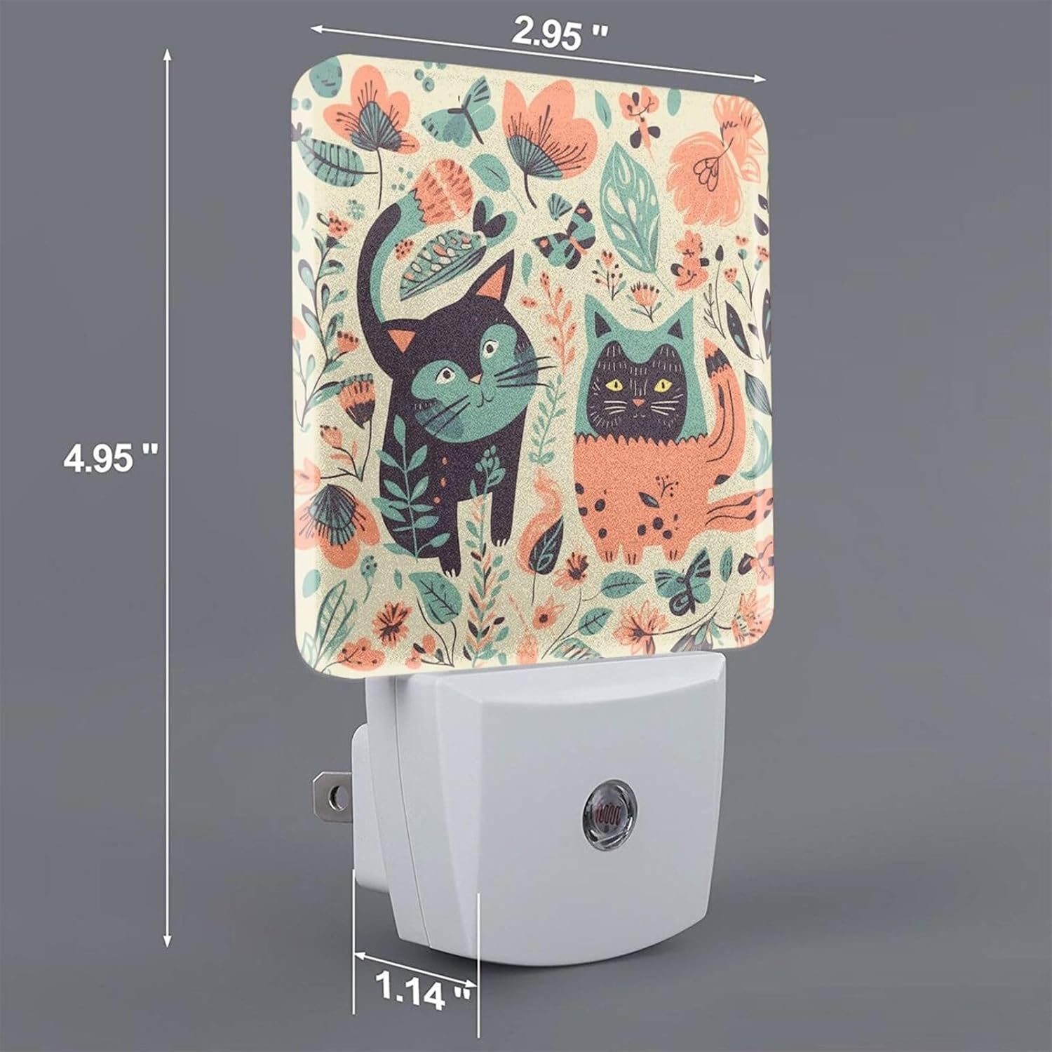 Funny Cats Birds and Flowers Night Light, Plug-in Wall Led Night Lamp with Dusk-to-Dawn Smart Sensor Lamp for Boys Girls Bedroom Living Room Hallway Kitchen 0.5w image 2