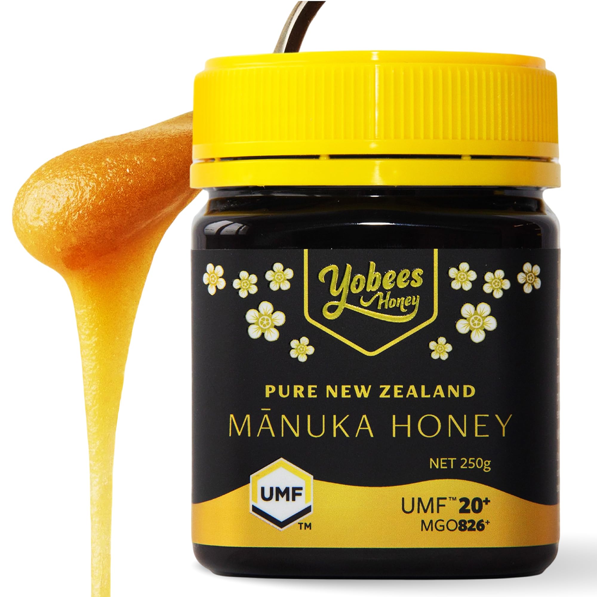 Yobees Honey Raw and unpasteurized New Zealand Manuka Honey Organic | MGO 826+ / Certified UMF 20+ | 8.8oz