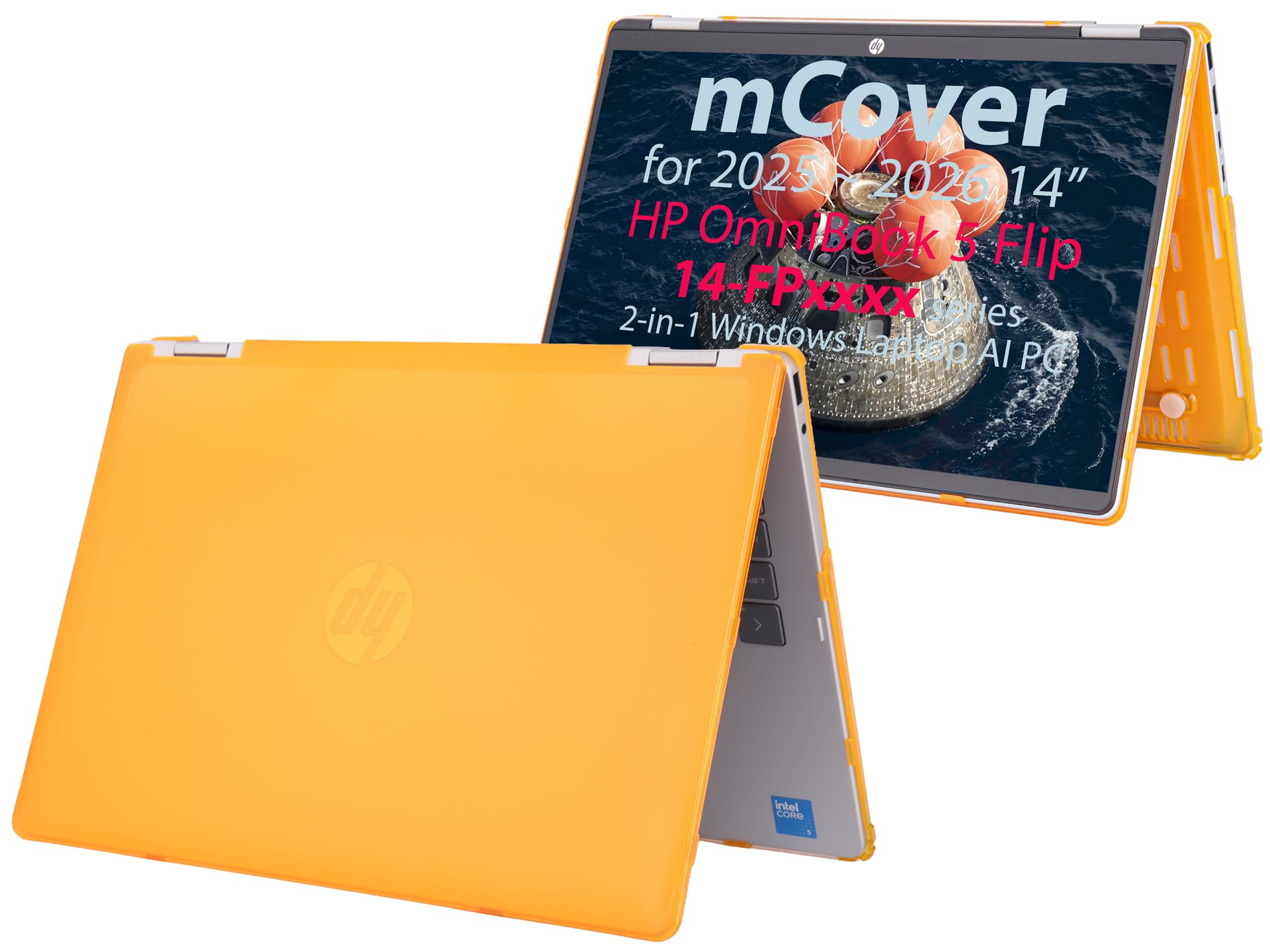 mCover Custodia compatibile solo per computer portatili Windows 2-in-1 2025-2026 da 14 pollici HP OmniBook 5 Flip 14-FPxxxx 2-in-1 (non compatibile con altri modelli HP), arancione