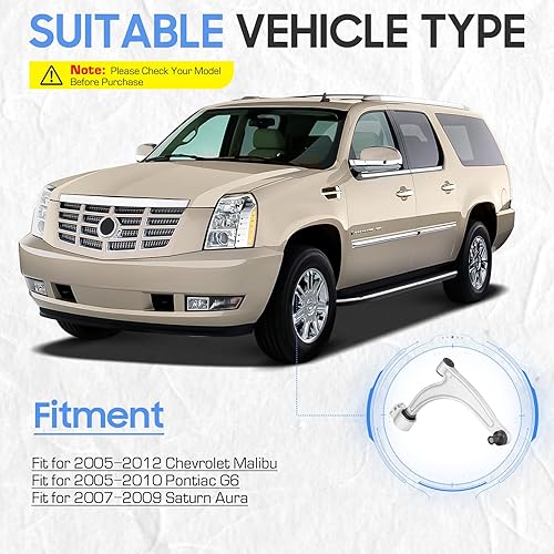 Miniatura 2 de Kit de brazo de control inferior delantero compatible con Saturn Aura 2007-2009 Pontiac G6 2005-2010 2005-2012 Chevrolet Malibu