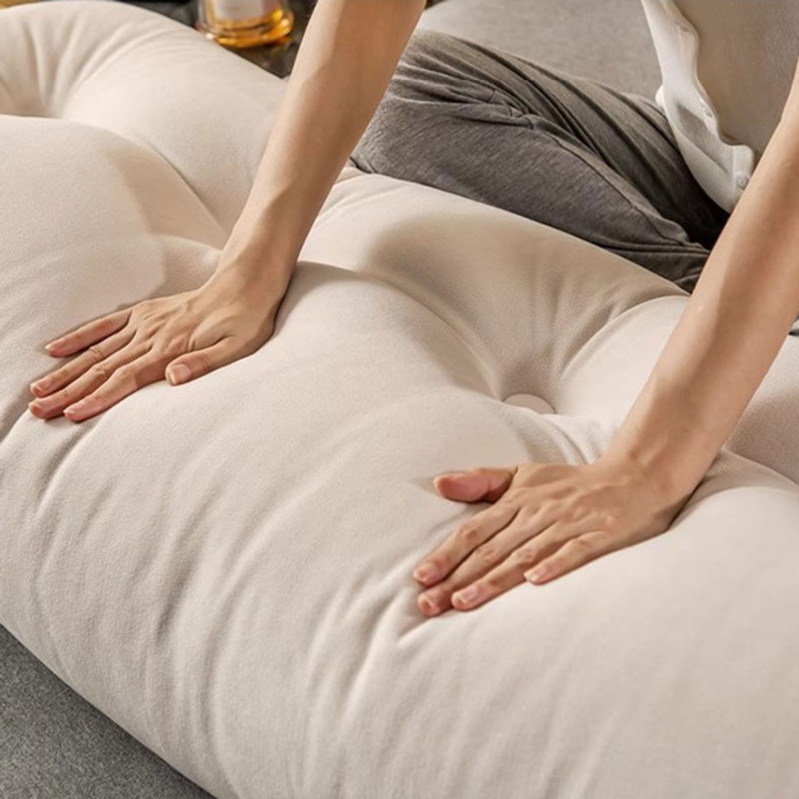 Cuscino da Lettura per Letto e Divano, Cuscino per Testiera Triangolare, Cuscino da Lettura per Letto Matrimoniale, Comodo Cuscino Lombare da Lettura, con Tasche (5 200cm)