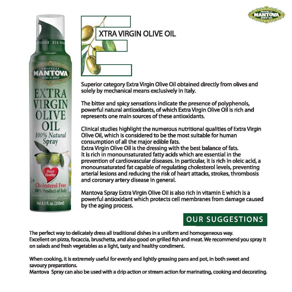Mantova Extra Virgin Olive Oil Spray Set - Organic Extra Virgin Olive Oil Spray | 100% Extra Virgin Olive Oil Spray - Product Of Italy, 3 Count, 8 Fl Oz