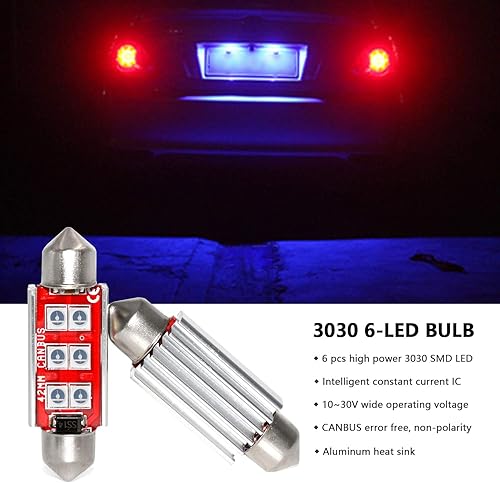 Miniatura 35 de Phinlion - Bombilla superbrillante 578 LED 3030 6-SMD, Festoon 41 mm, 42 mm, bombillas 211-2 212-2 214-2 para el interior del automóvil, domo
