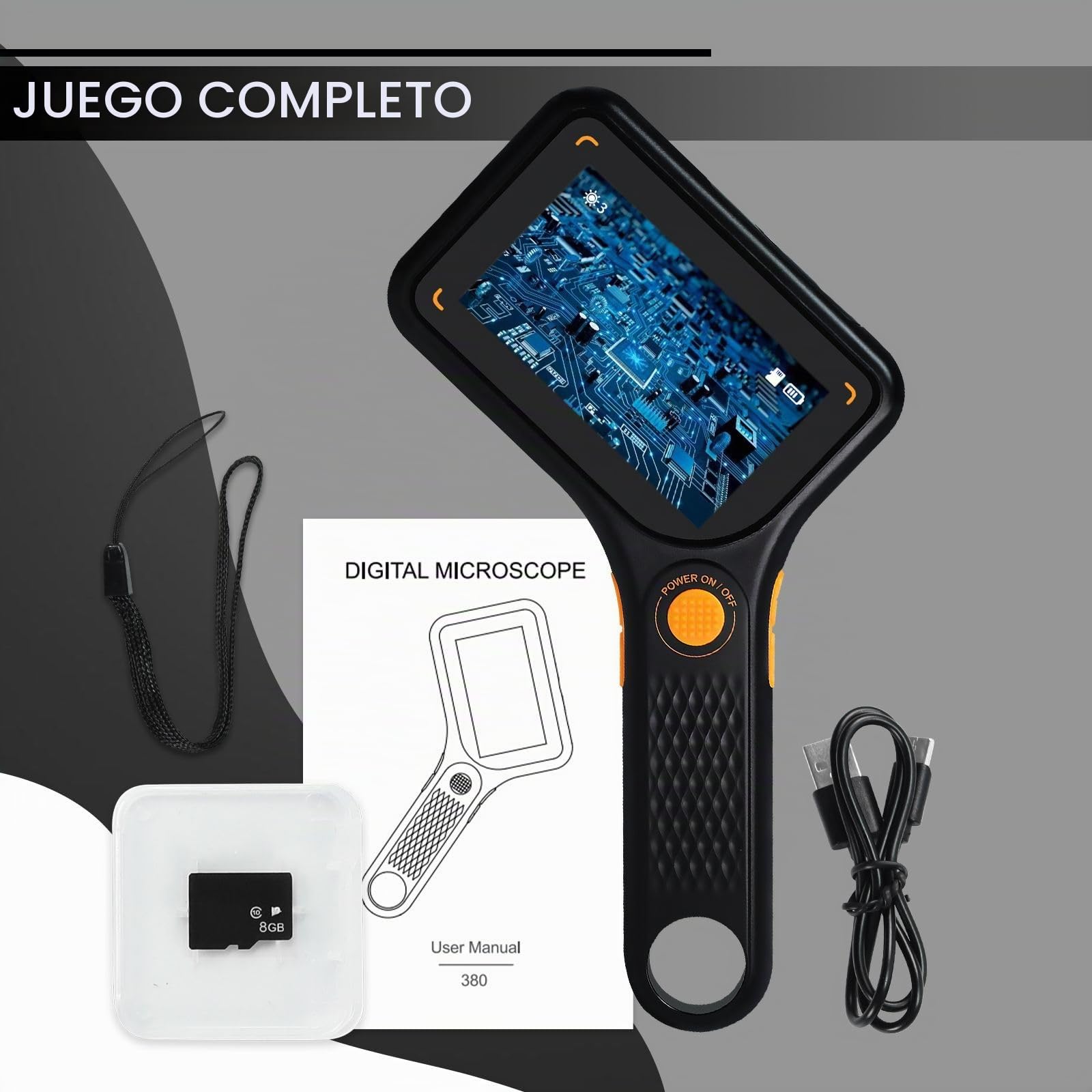 Microscopio digital 500X con pantalla IPS de 3 pulgadas, enfoque automático, 8 luces LED, ranura para tarjeta TF, lupa de mano portátil para monedas, PCB, inspección de joyas, proyectos educativos