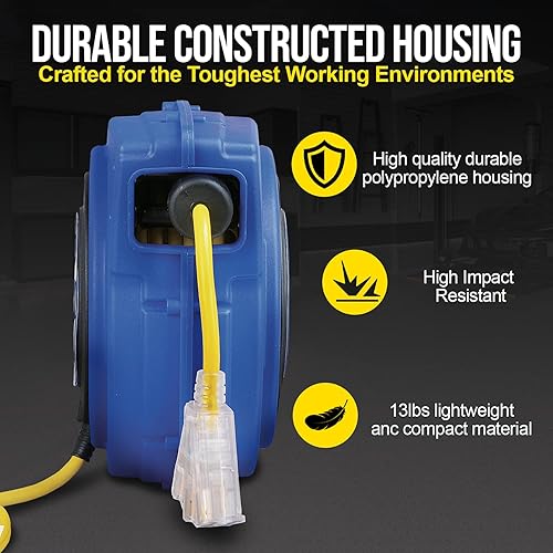 Miniatura 6 de Carrete de extensión Goodyear resistente, 40pies, 12AWG3C SJTOW, triple con conector con luz LED