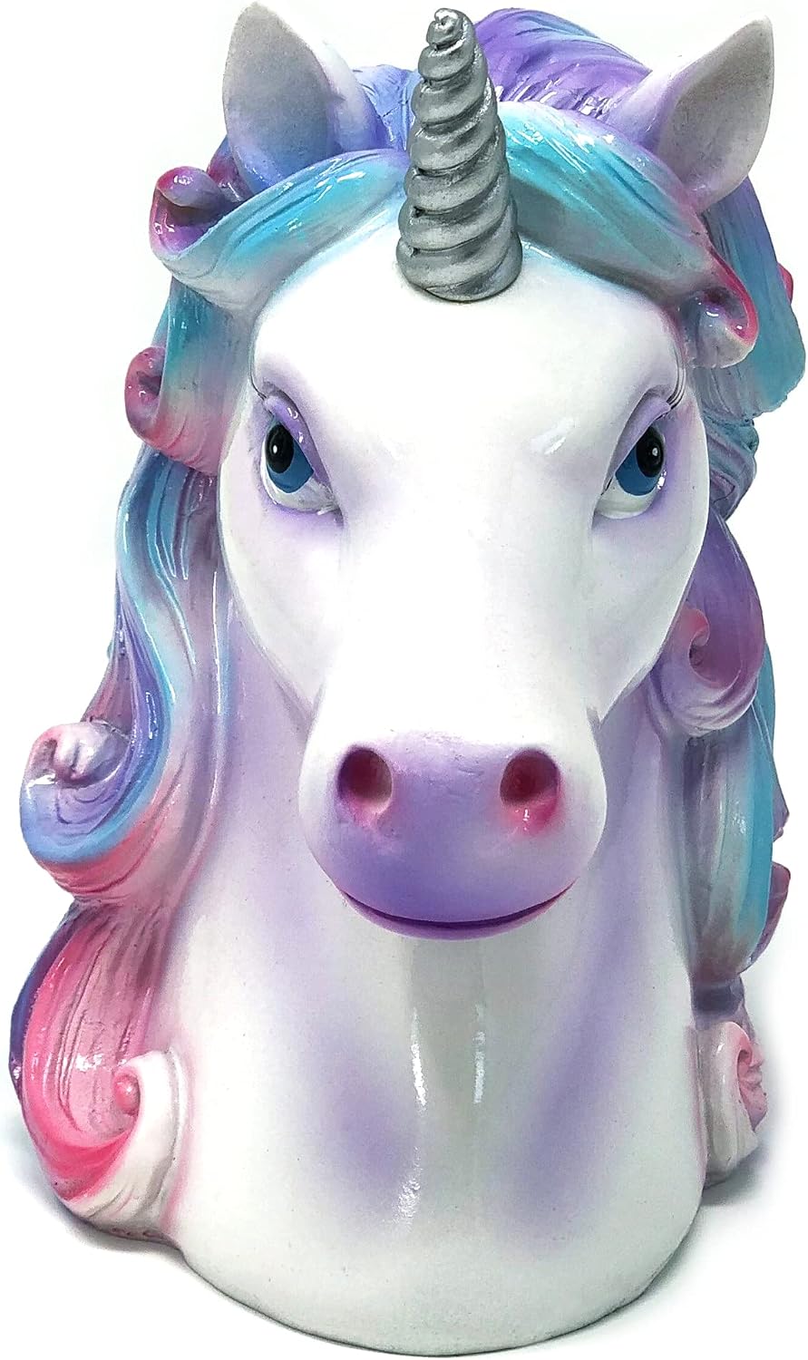 Silver Metallic Horn Unicorn Coin Money Bank Container 5.5 x 5 x 3.5