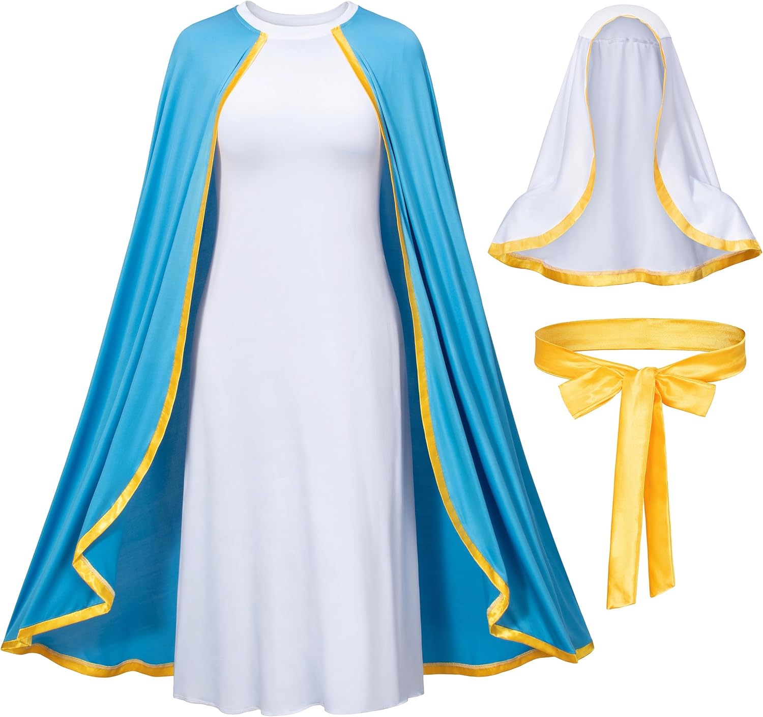 Irtysh Women Virgin Mary Costume Biblical Christmas Masquerade Dress Robe 3Pcs Set - Image 4