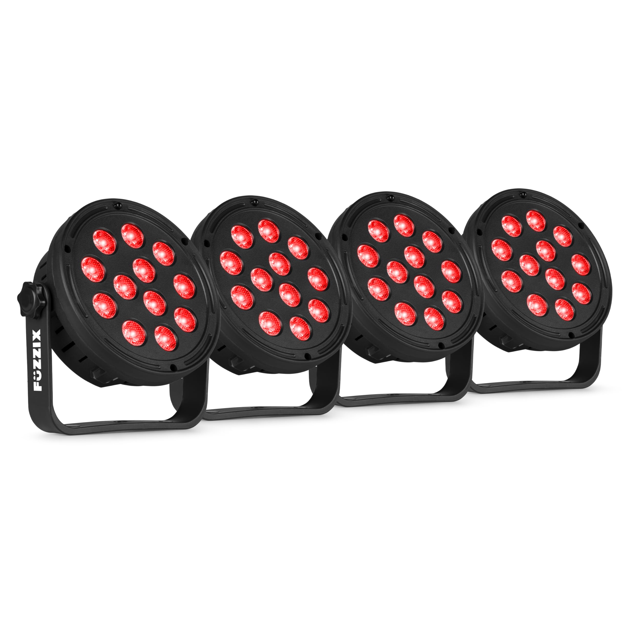 BeamZ Fuzzix Comet M12 - Bühnenlicht LED Par 4er Set - Kraftvolle PAR Strahler - 12x RGB LEDs - Discolicht Partylicht - Fernbedienung - für DJ Bühnenbeleuchtung, Partys, Halloween