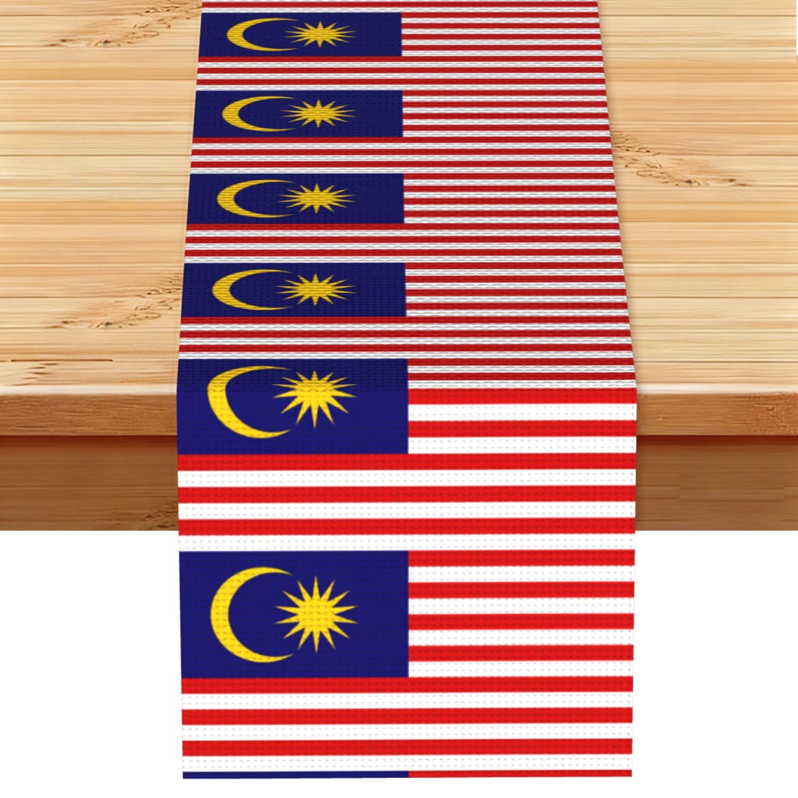 Malaysia Flag Multi Purpose Table Runner for Home Decor, Printed Table Cloth for Kitchen Table, Countertops & Dining Area
