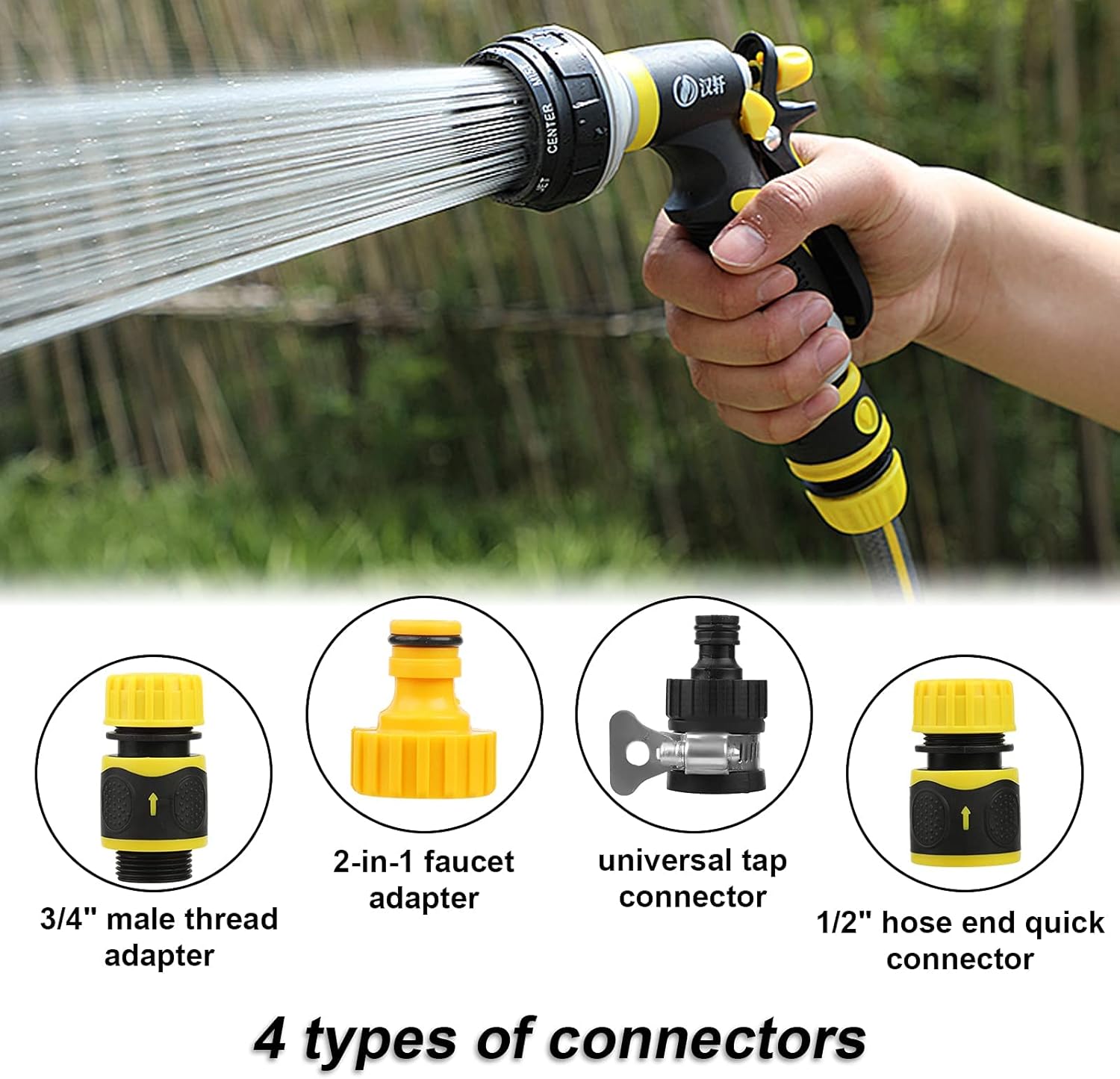 Hose Connection Set, 2.5m Garden 3Layer Hose Pipe Connector Set, Hose Pipe Fitting Connector