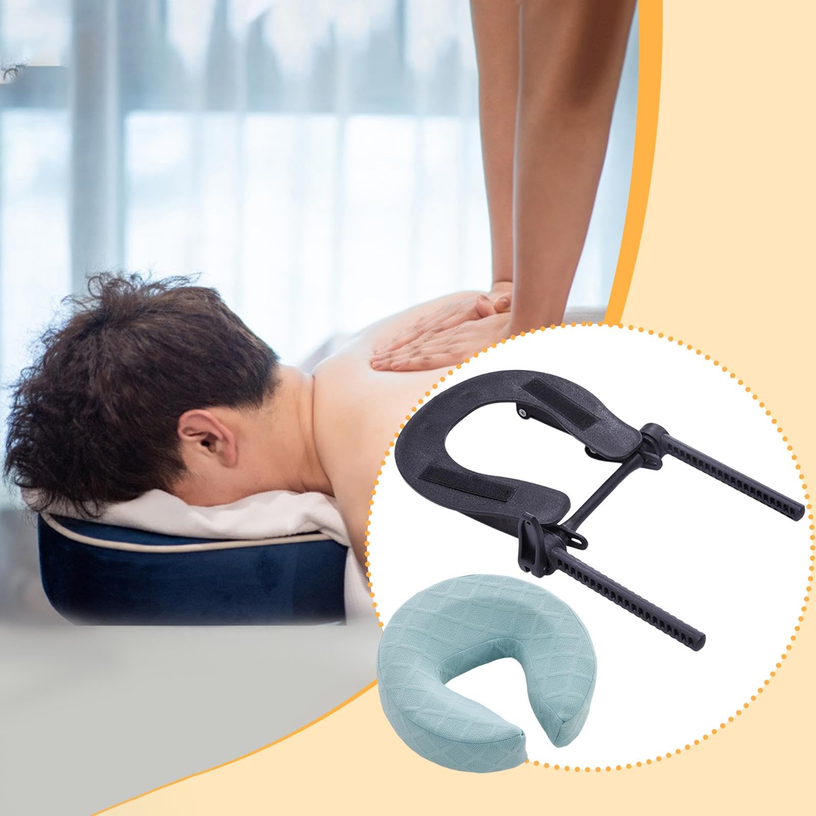 Milageto Cuscino per lettino da massaggio, poggiatesta ergonomico, confortevole, resistente, traspirante, con supporto per il viso, Azzurro