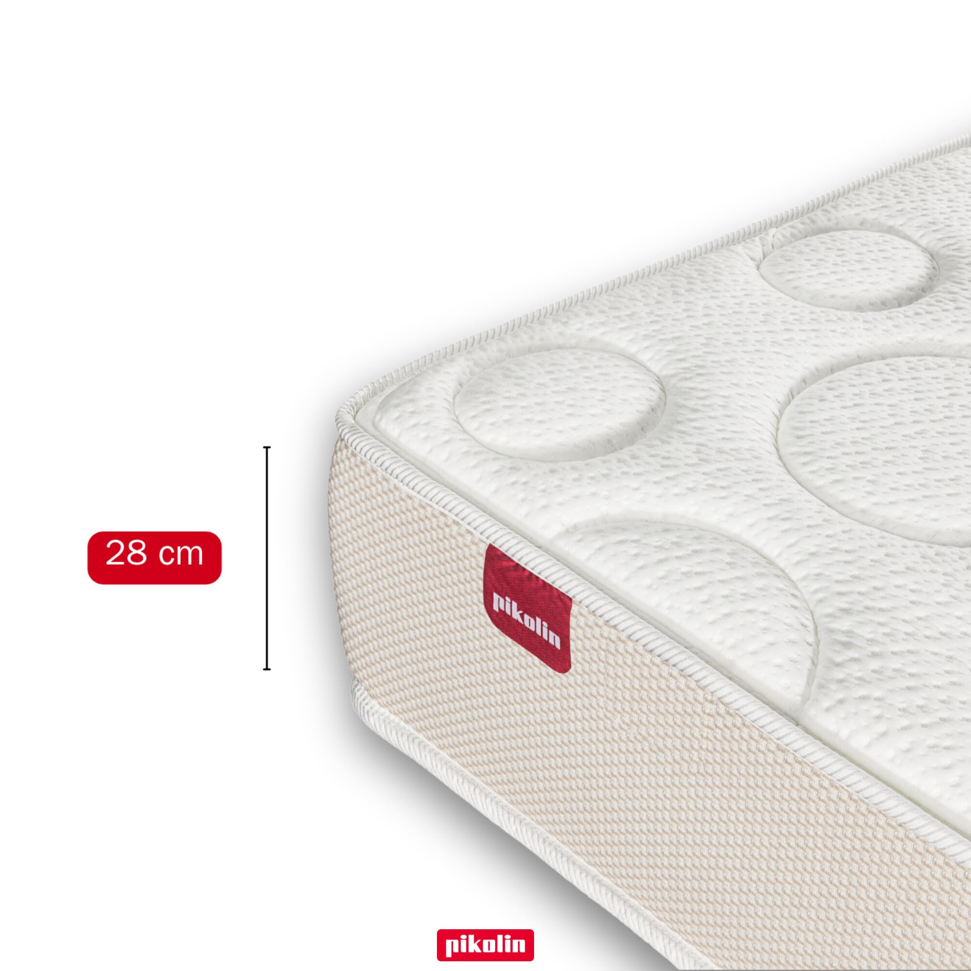 PIKOLIN Materasso Singolo 80 x 190 cm Memory Foam Altezza 28 cm Materasso Ortopedico Premium Nucleo Molle Insacchettate Extra Comfort Doppia Faccia Trattamento Igienico Antiacaro