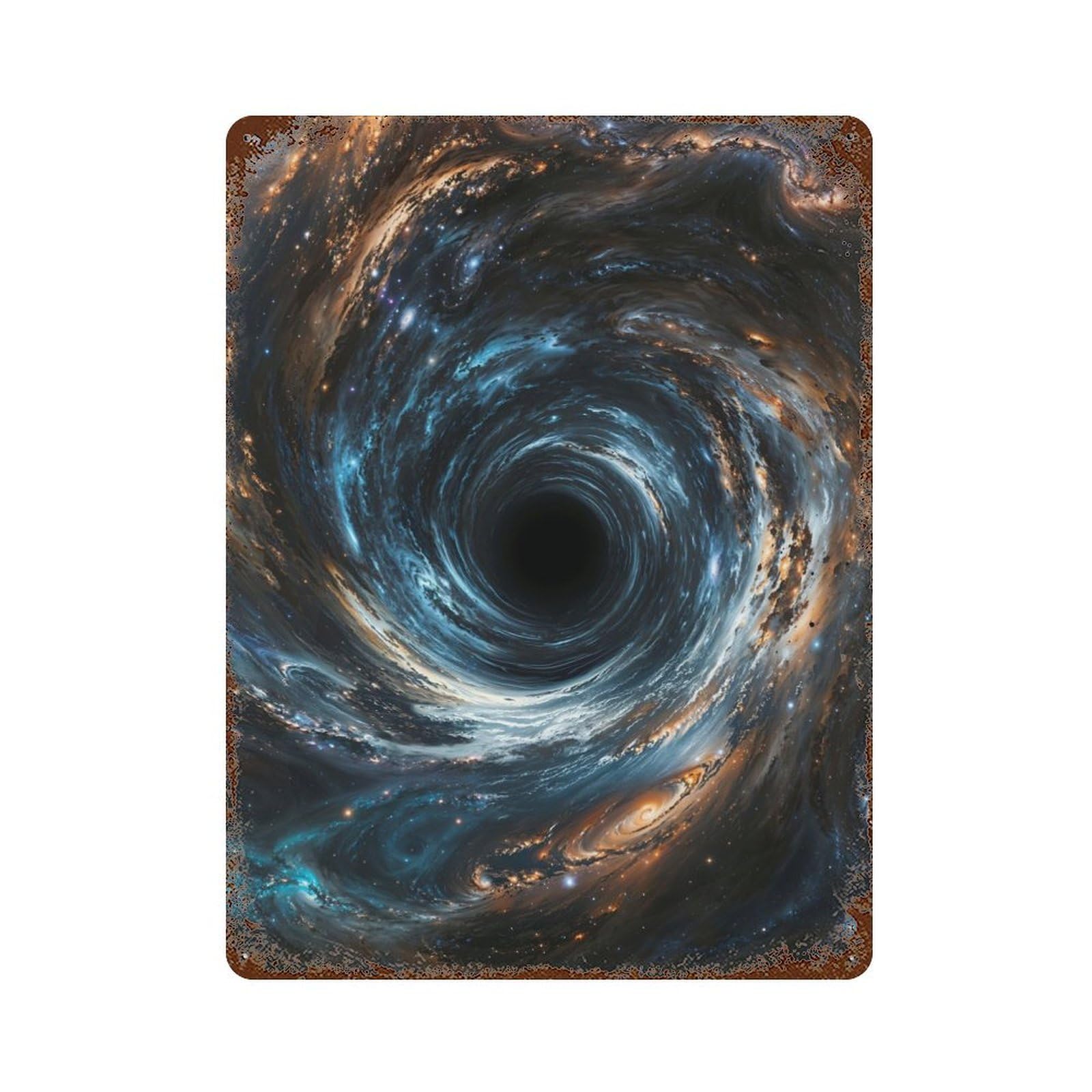 Garage Style Galactic Maelstrom Aged Metal Wall Plaque 15.7"x11.8", Farmhouse Wall Decor for Bar And Workshop