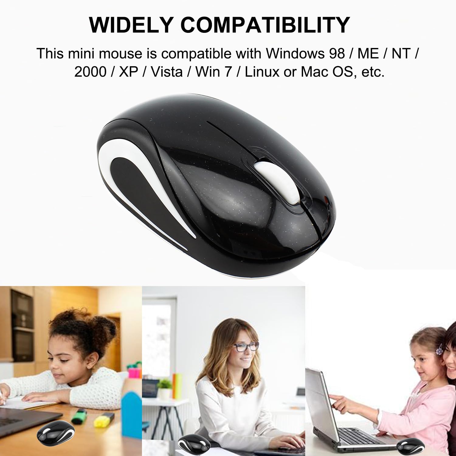 Mini mouse wireless carino mouse per computer portatile compatto portatile compatto da viaggio USB ottico 3 pulsanti 1000 DPI mouse cordless per computer portatile PC notebook MacBook regalo per