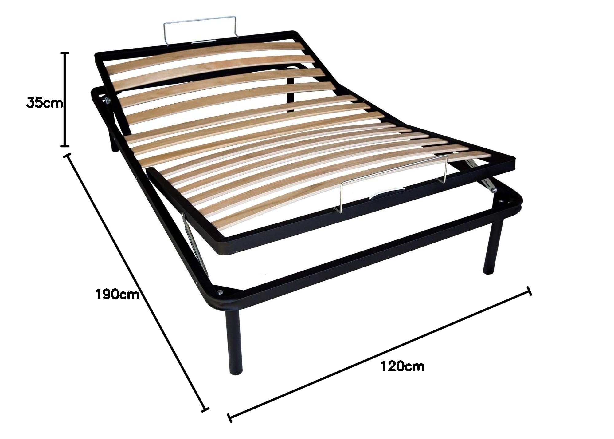 DOLCI SOGNI Rete Una Piazza e Mezza con Alzatesta e Alzapiedi, Reclinazione Manuale, Indipendente, Struttura Letto 120X190 in Ferro,